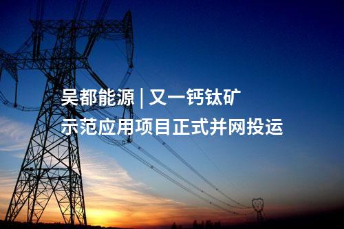 吳都能源 | 又一鈣鈦礦示范應(yīng)用項目正式并網(wǎng)投運